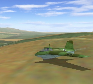FMS Flying Model Simulator showing a Me 163 in flight